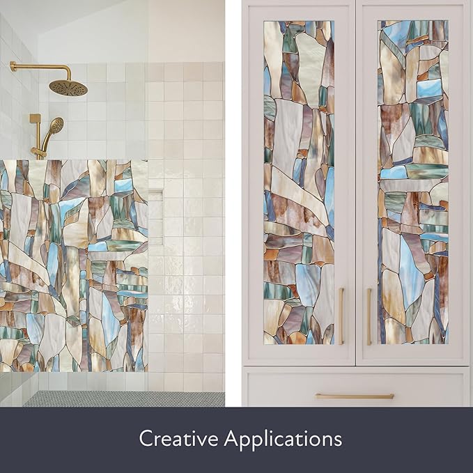 Artscape Mesa 24 x 36 Inch Window Film, Made in USA – Provides Privacy, Non-Adhesive, Colorful Stained Glass Pattern, UV Protection, Easy to Apply and Removable