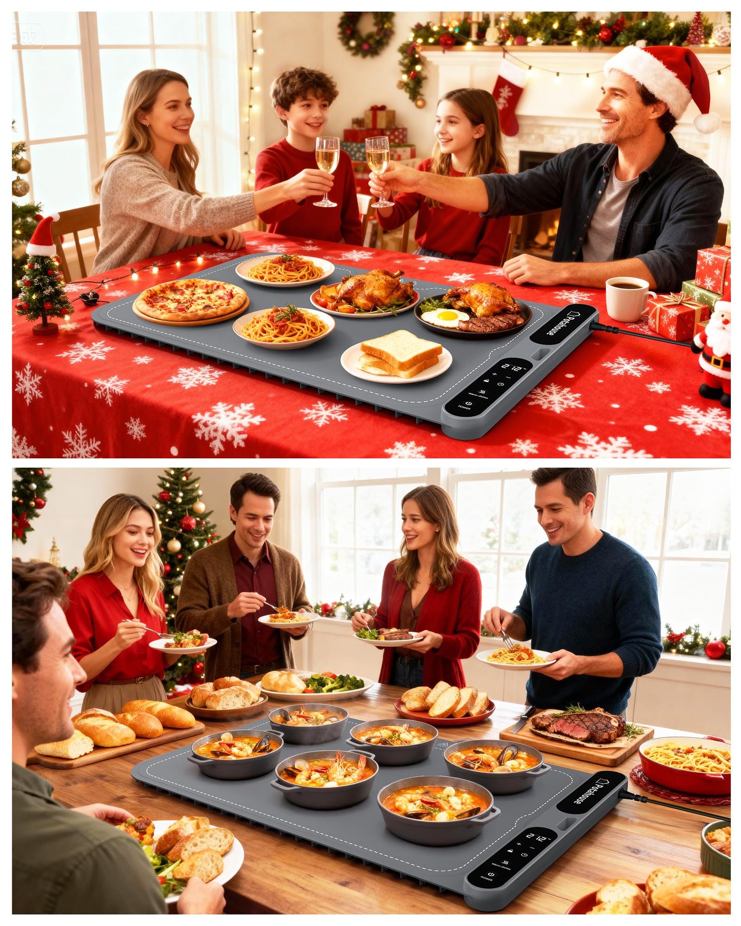 Potahouse Food Warming Mat, 5s Fast Heating,Electric Warming Tray with 7 Temp 8 Timer Settings,Rollable & Portable Food Warmer for Parties,Buffet,Home and Travel Use