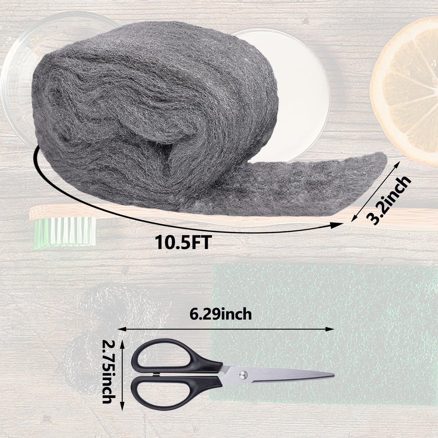 Apalie 2Pack Steel Wool for Mice Control 3.2" x10.5 ft Wool, Gap Filler for Home & Garage, DIY Bundle with Gloves & Scissors