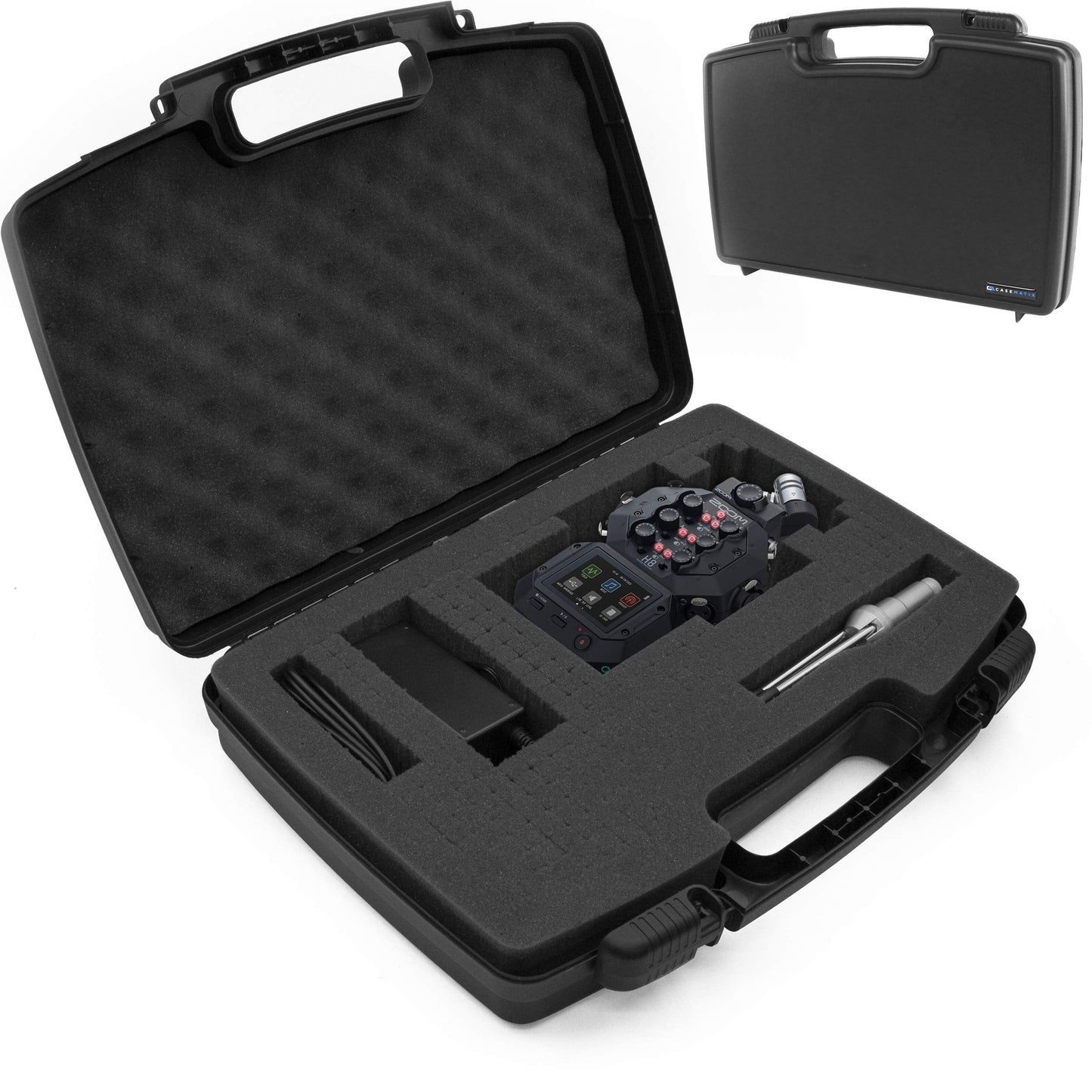 Casematix Travel Case Compatible With Zoom H8 Handy Recorder Or Zoom R4 Multitrak 32 Bit Float Recorder - Hard Shell Carrier For