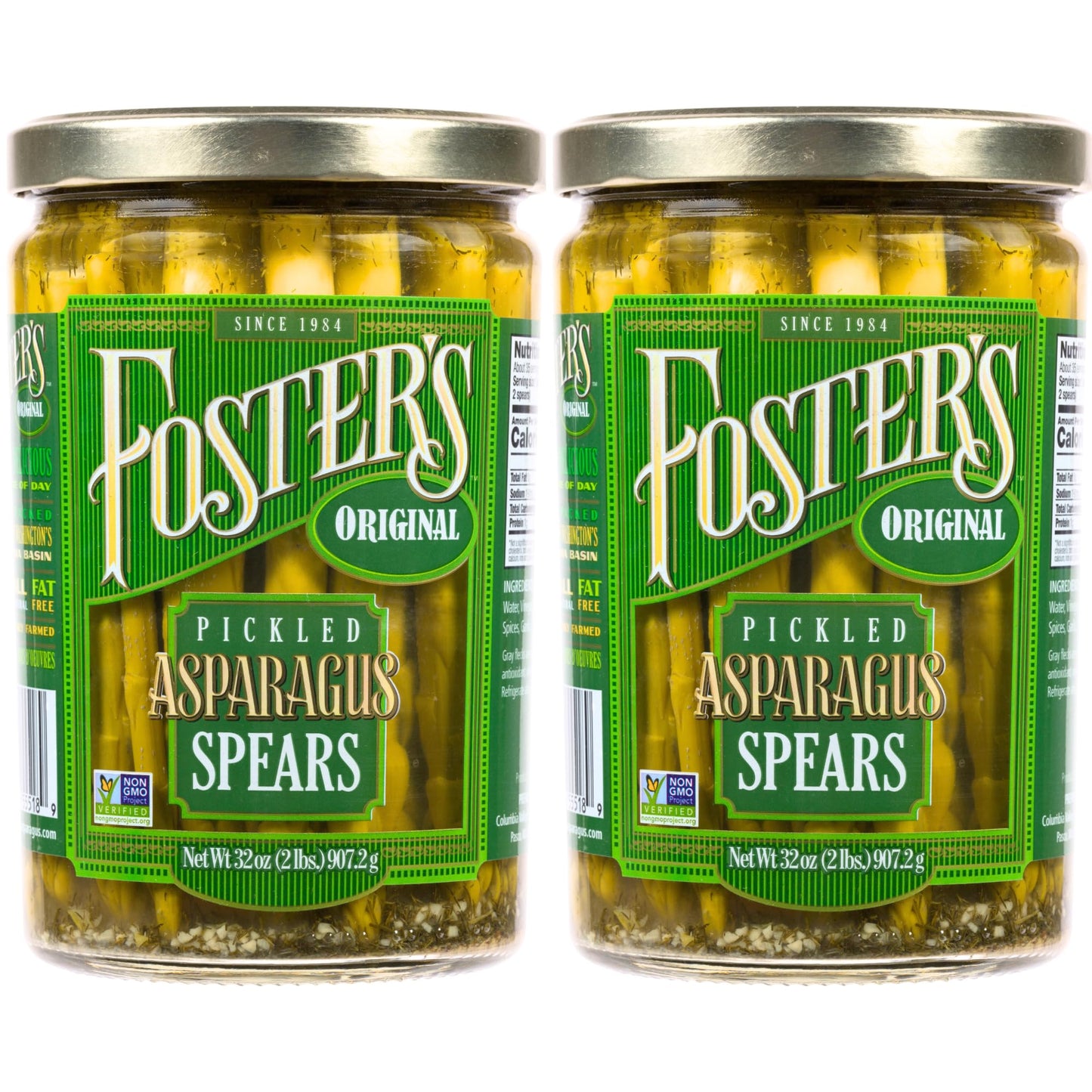 Fosters Pickled Asparagus Spears in a Jar  Original  32oz  2 Pack  Traditional Pickled Vegetables Recipe for over 40 years  Low Calorie Snack  Gluten Free  Fat and Preservative Free Pickles