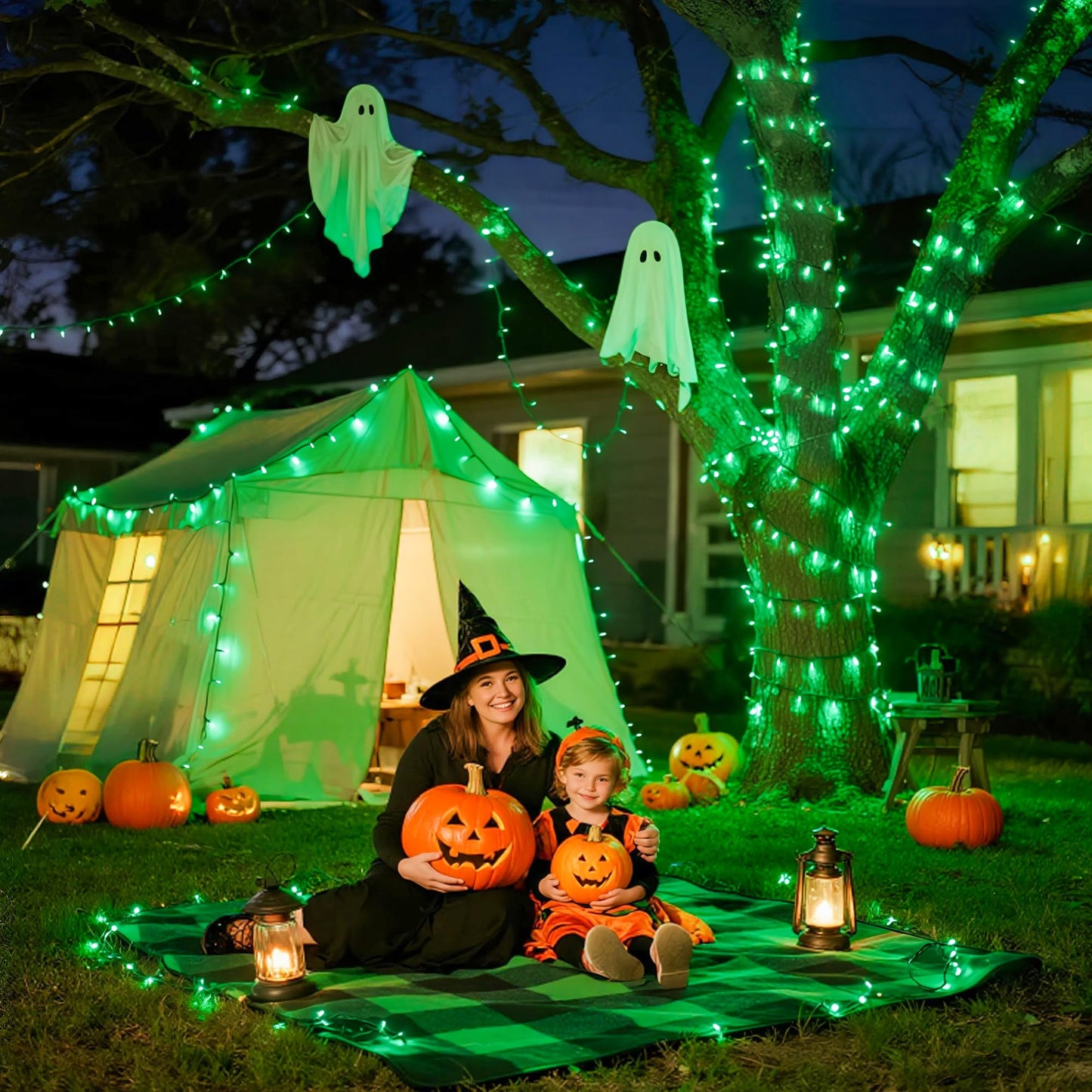 JMEXSUSS LED Christmas String Lights, 173ft, 500 Waterproof Green Lights, 8 Modes, Model EXS-S-0500, Ideal for St. Patricks Day Decoration