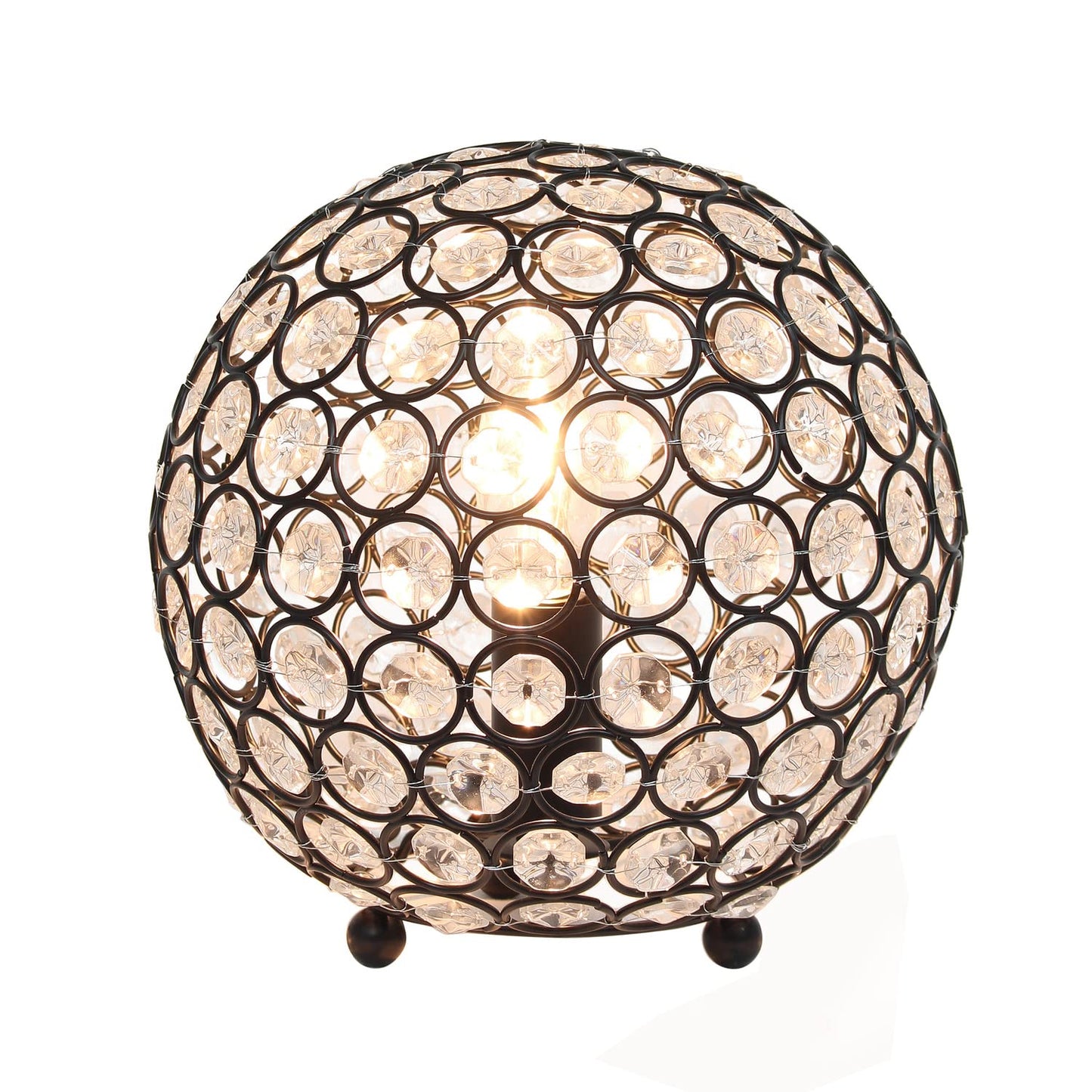 LALIA HOME Elipse Medium Table Lamp - 8in Metal Crystal Orb - Restoration Bronze - Model 1270-LHT-3009-RZ