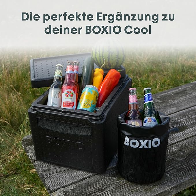 BOXIO - DRYBAG: 5L Waterproof Bag for Camping, Canoe, SUP, Boat & Outdoor - Food Safe Ice Bag Cool, Perfect Camping Accessory to Cool Shopping, black, Black, Black, Black