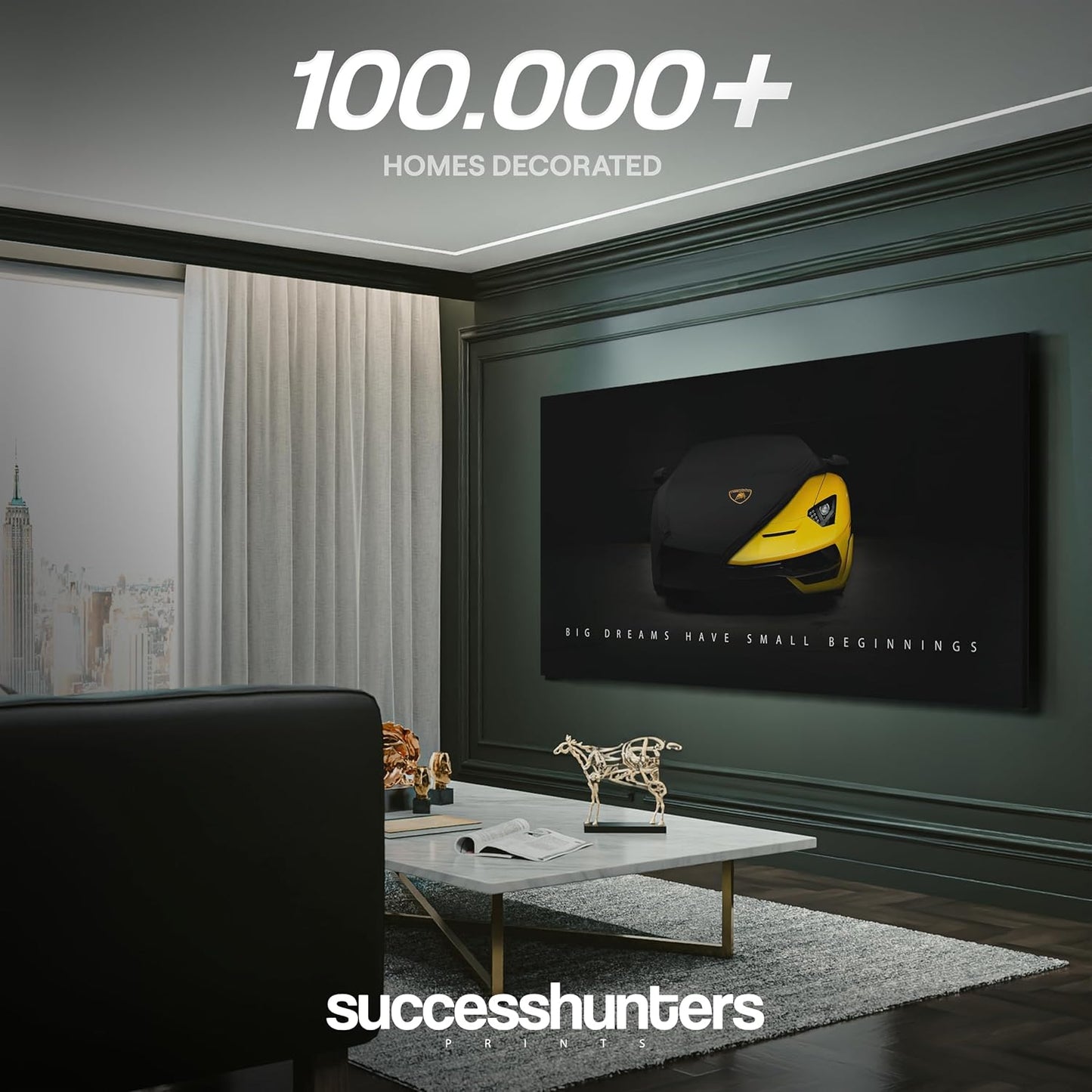 Motivational Wall Art for Office, Super Car Art Canvas, Inspirational Automotive Decor for Lamborghini Sportscar Lovers, Motivational Wall Decor for Office and Home, Inspiring Car Poster (48 X 24 in)