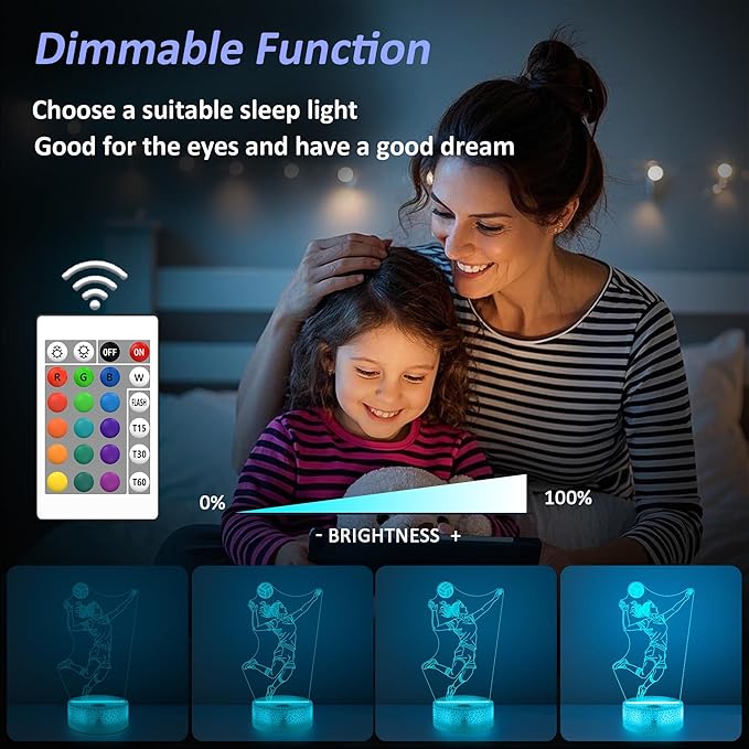 Volleyball Gifts for Teen Girls, Volleyball Night Light 3D Illusion Lamp with 16 Colors Changing, Volleyball Stuff Gifts for Girls Friends Sister Women Bedroom Decor Gifts
