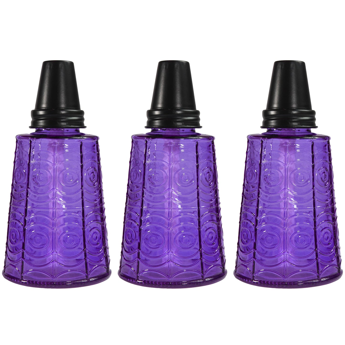 Seraphic Citronella Table Top Torches, 16oz Decorative Glass Candles, Set of 3, Purple