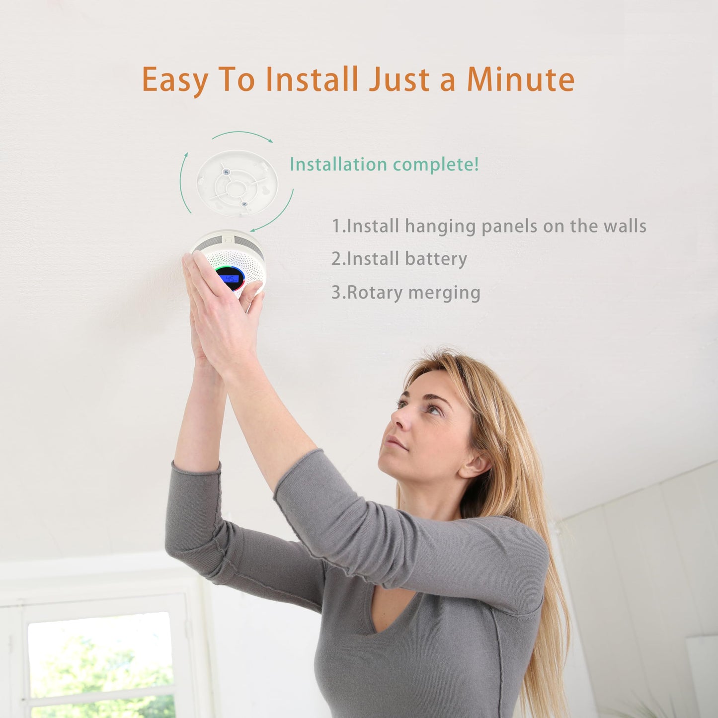 Kesymo 1Pack Upgraded Interlinked Smoke Carbon Monoxide Detector, Battery Powered&Wireless Interconnected Smoke and CO Alarm, Transmission Range of Over 820 ft (Includes Battery)