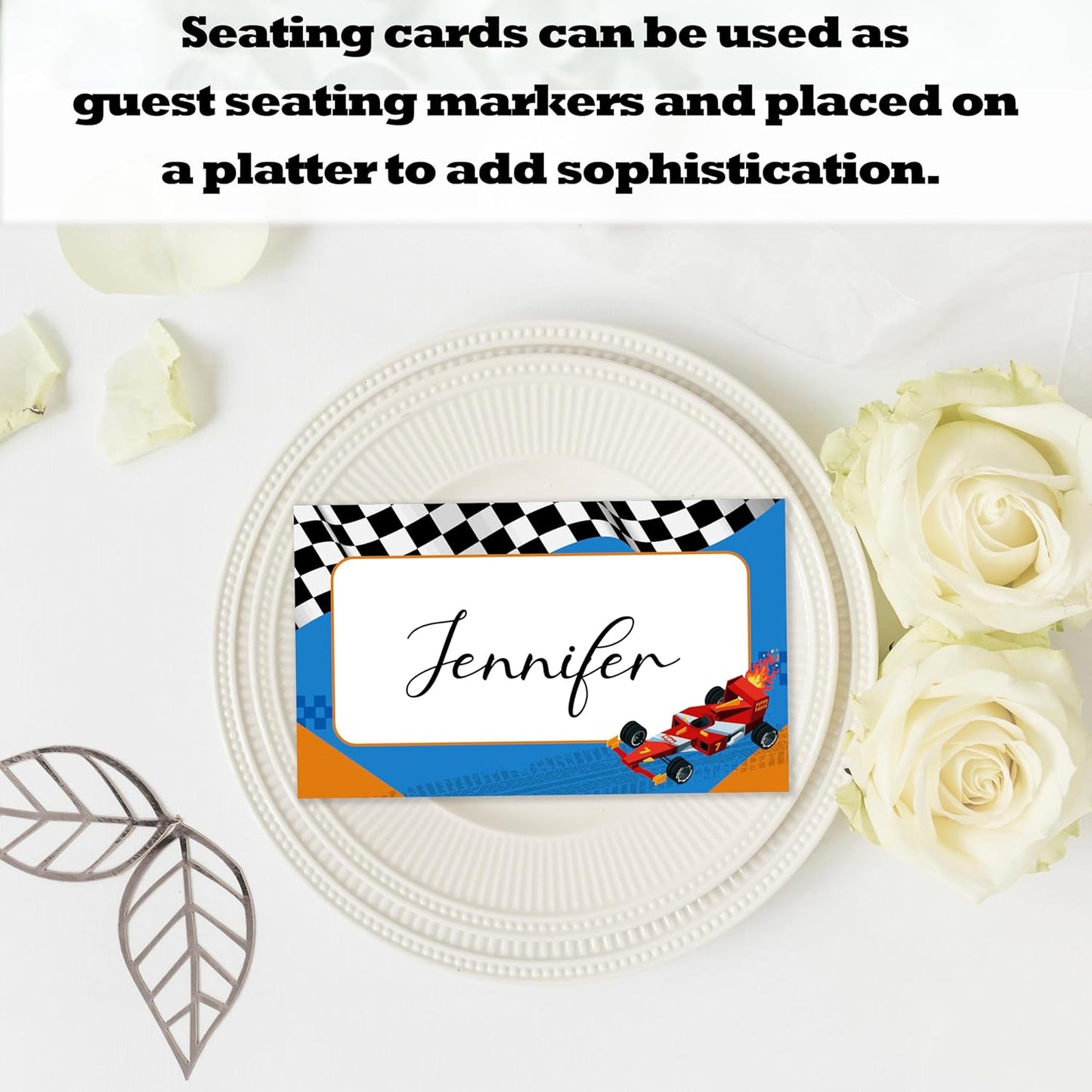 Race Cars Place Card For Boys, Racing Car Name Cards For Table Setting, Cars Party Favors Supplies, Car Tent Card Decorations For Baby Shower Kids Birthday Events, Easy Folding, 25 Pack Cards -01
