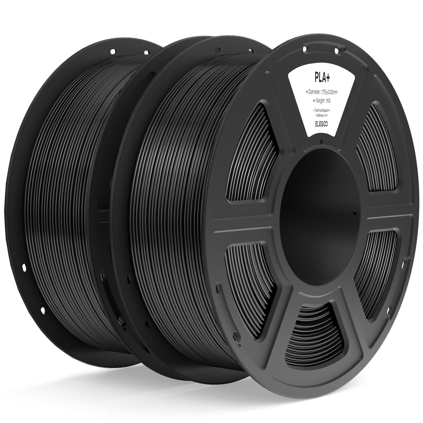 ELEGOO PLA+ Filament 1.75mm Black 2KG, High Toughness PLA Plus 3D Printer Filament Dimensional Accuracy +/- 0.02mm, 2pcs 1kg Spo