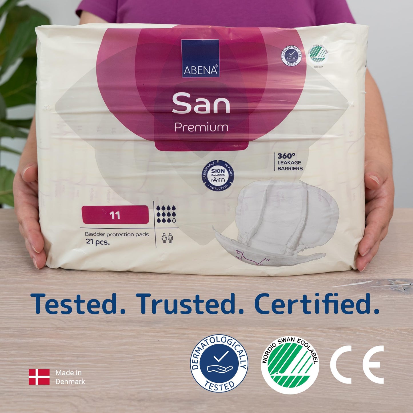 Abena San Premium Incontinence Pads, Heavy Absorbency, (Sizes 8 to 11), Size 11, 21 Count