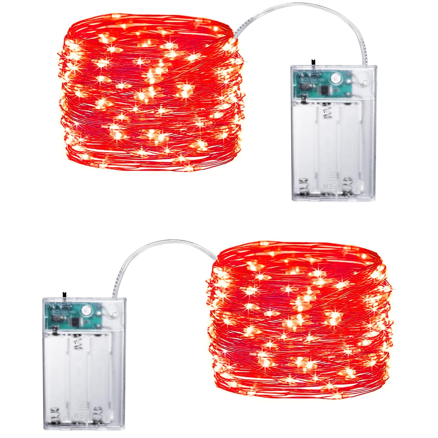 Joomer 100 Led Battery String Lights, 2Pack Red Twinkle Fairy Lights With Timer For Home, Garden, Party, Indoor Decor - Ssm0050-S-4.5V