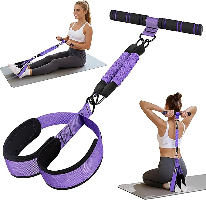 Ayombo Upgrade Pedal Resistance Band with Handle, Adjustable Tube Foot Pedal Device Puller Exercise Bands, for Abs Arm Leg...