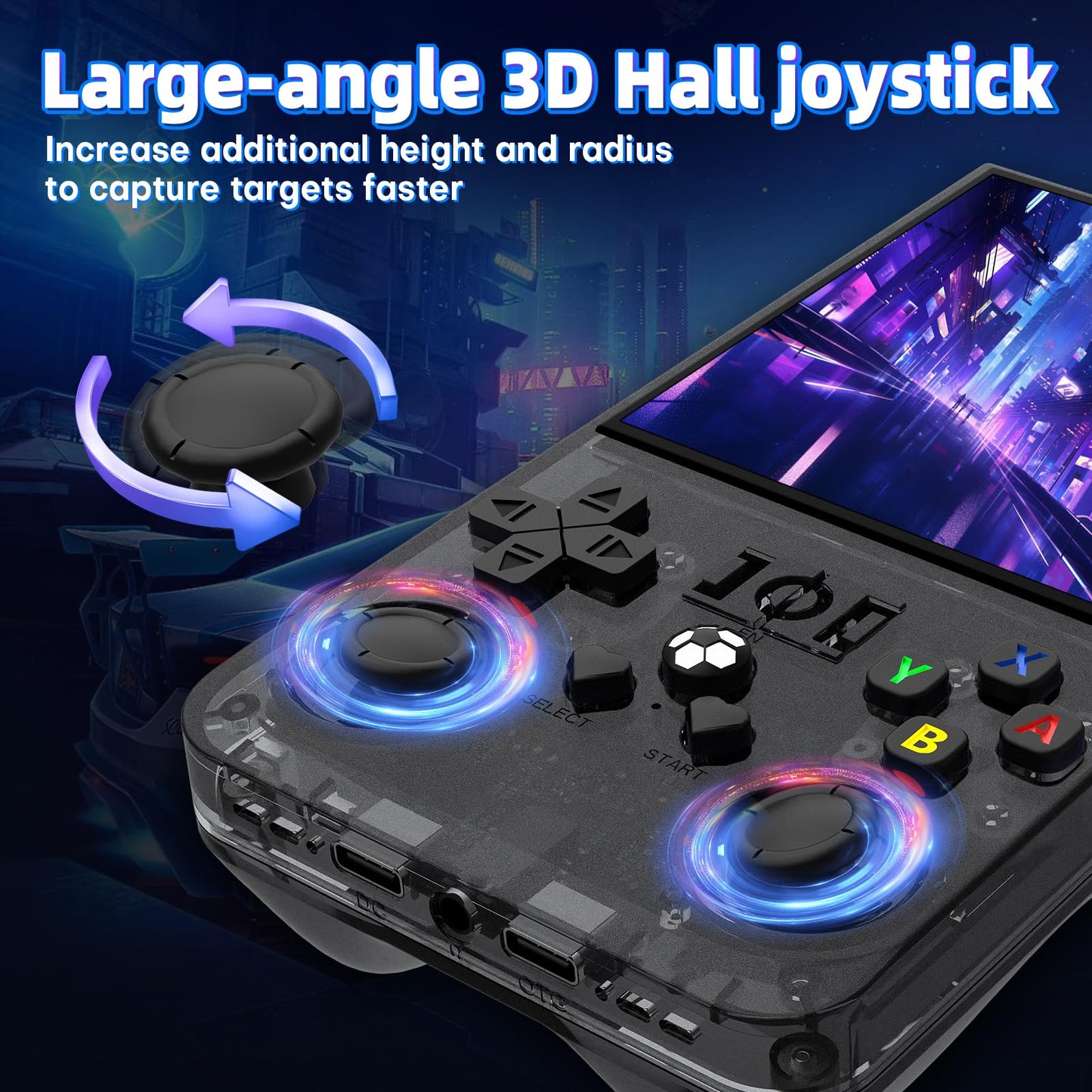 R36MAX Retro Handheld Game Console, Retro Gaming Console with 4.0-in IPS HD Screen, Video Game Consoles with 4000mAh Battery and 30+ Mainstream Emulators, Transparent Black