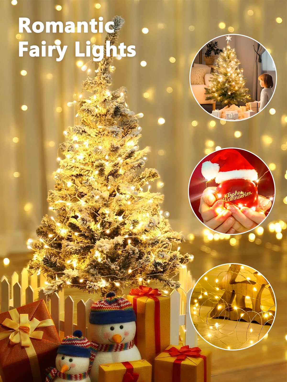 Yiqu 2 Pack Led Fairy Lights - Battery Operated, Remote Control, Timer, Warm White, Copper, 8 Modes For Indoor/Outdoor Décor
