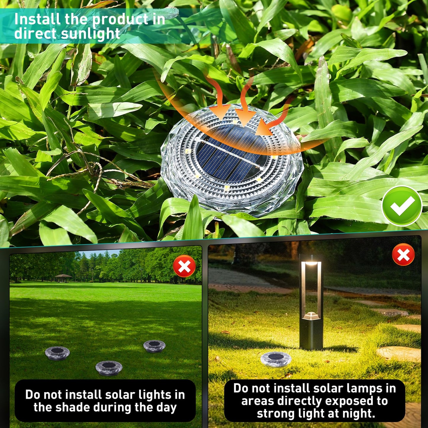 Fortulux Solar Ground Lights Solar Disc Light Outdoor Waterproof Landscape Lighting Garden Lights For Pathway  Yard  Deck  Lawn  Patio  Swimming Pool  Walkway(Cool  8Pack)