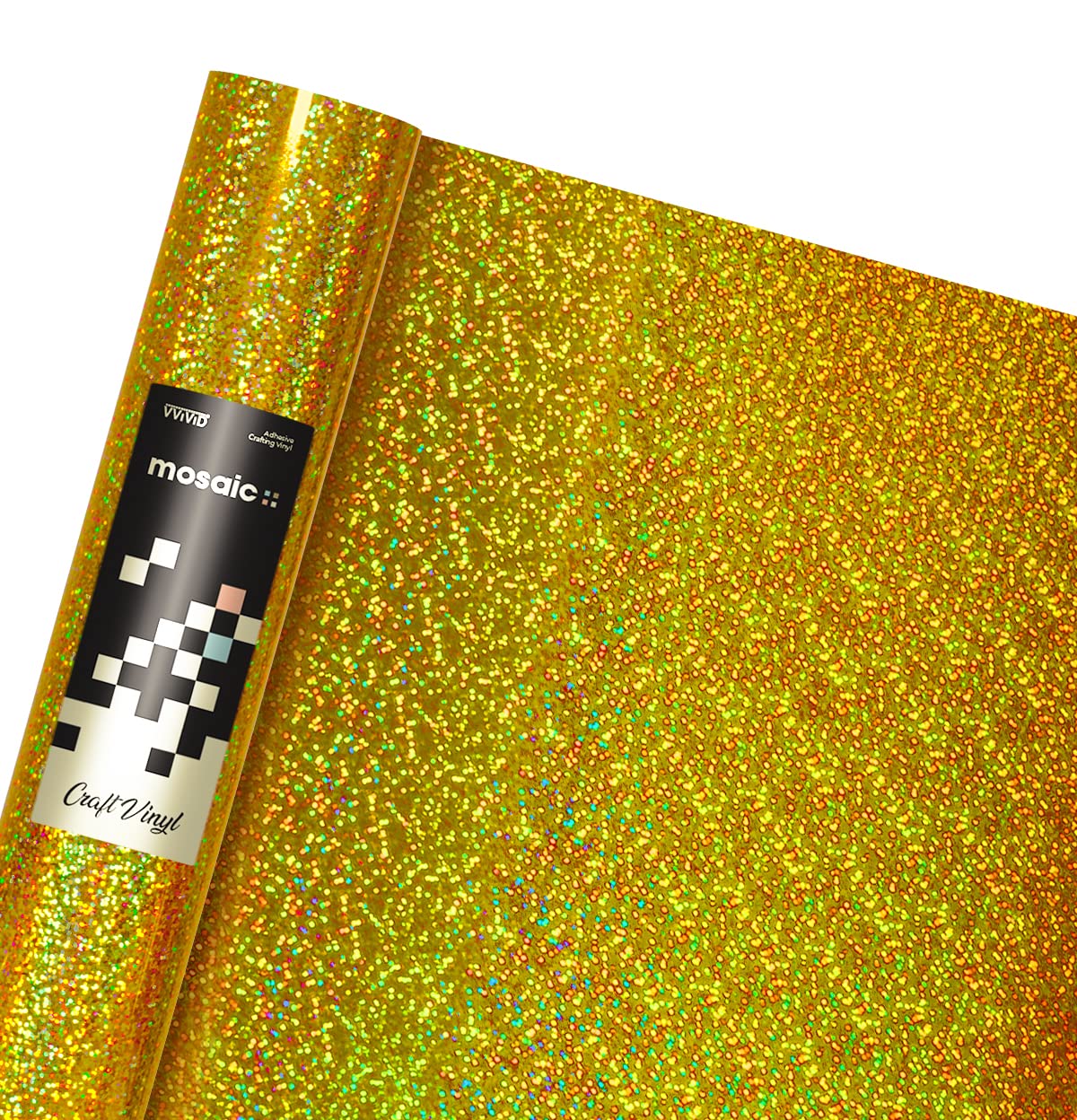 VViViD Mosaic+ Glitter Holographic Crafting Vinyl, 3ft x 1ft, 7 Color Bundle, with Transfer Paper