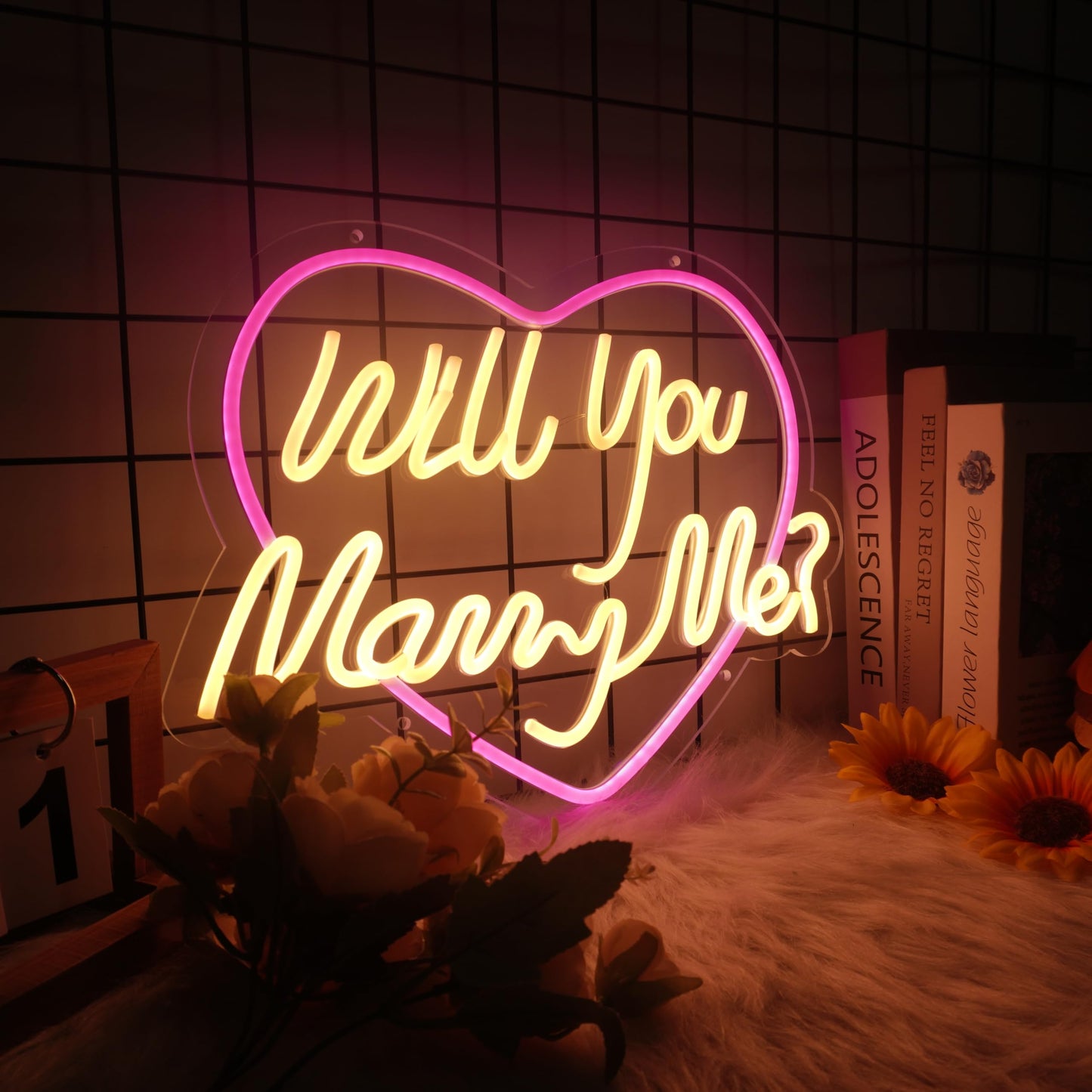 Will You Marry Me Neon Sign 16.34X12.8 Led Proposal Light - Wedding Engagement Decor  Valentines Day Gift For Girlfriend Bridal Shower Usb Powered Wall Art
