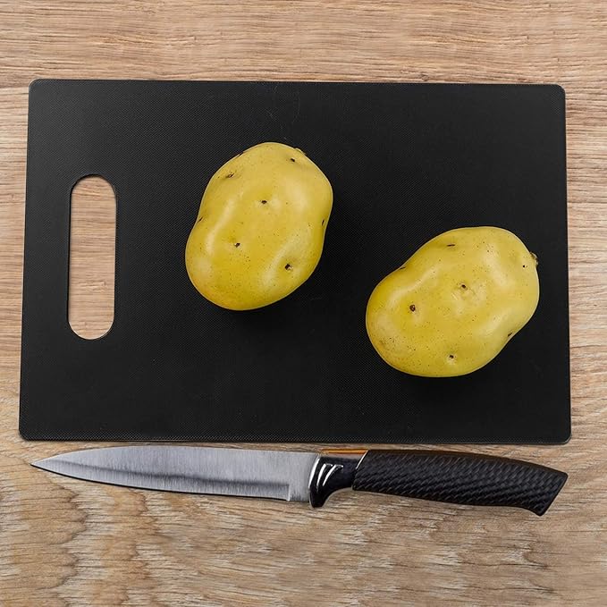 6 Packs Plastic Cutting Board Mats for Kitchen, Chopping Board Set, Black