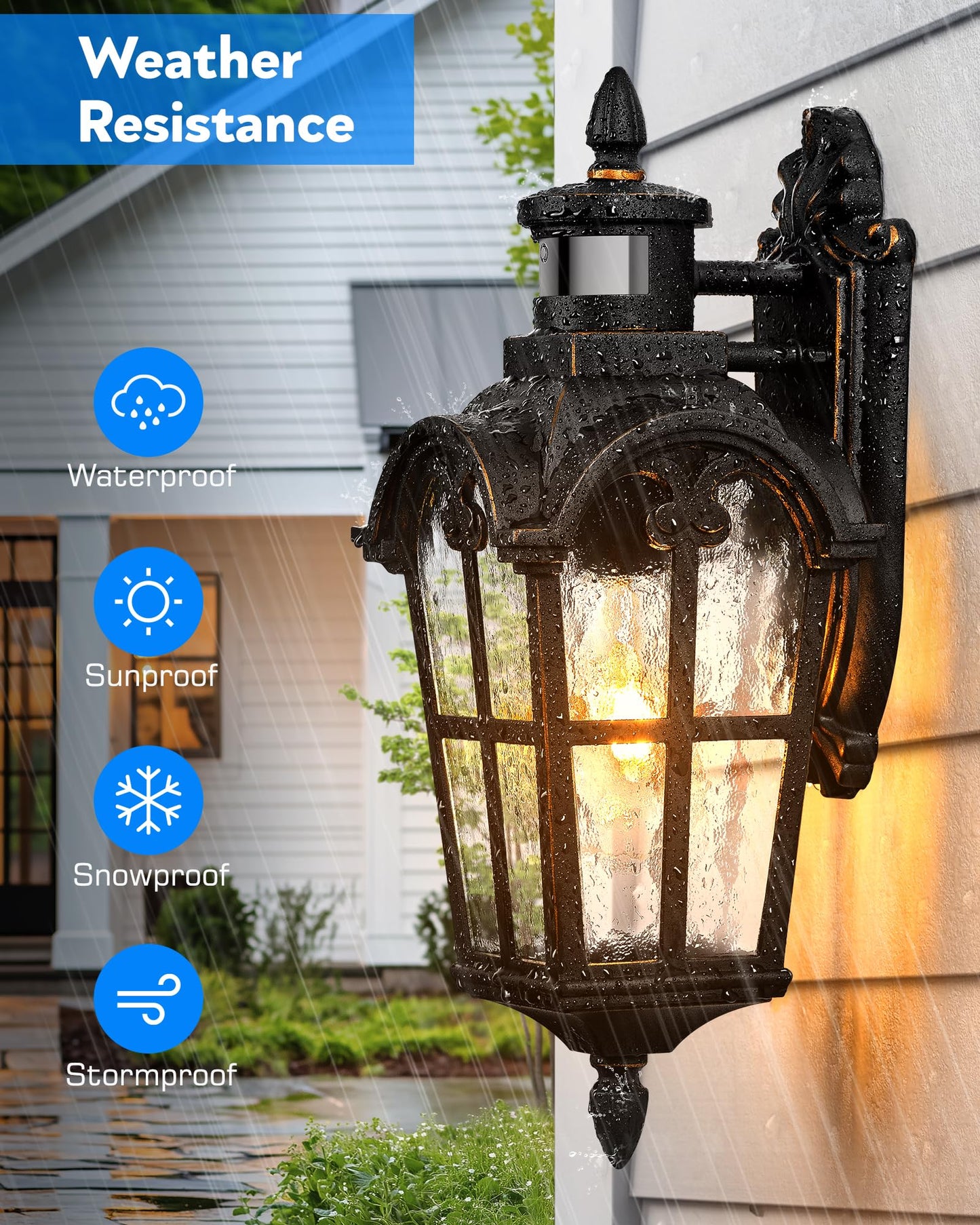 Vianis 2 Pack Motion Sensor Outdoor Lights  Outside Wall Lights Black With Gold Trim  Waterproof Dusk To Dawn Outdoor Lighting  Exterior Light Fixtures For House Porch Entryway Front Door