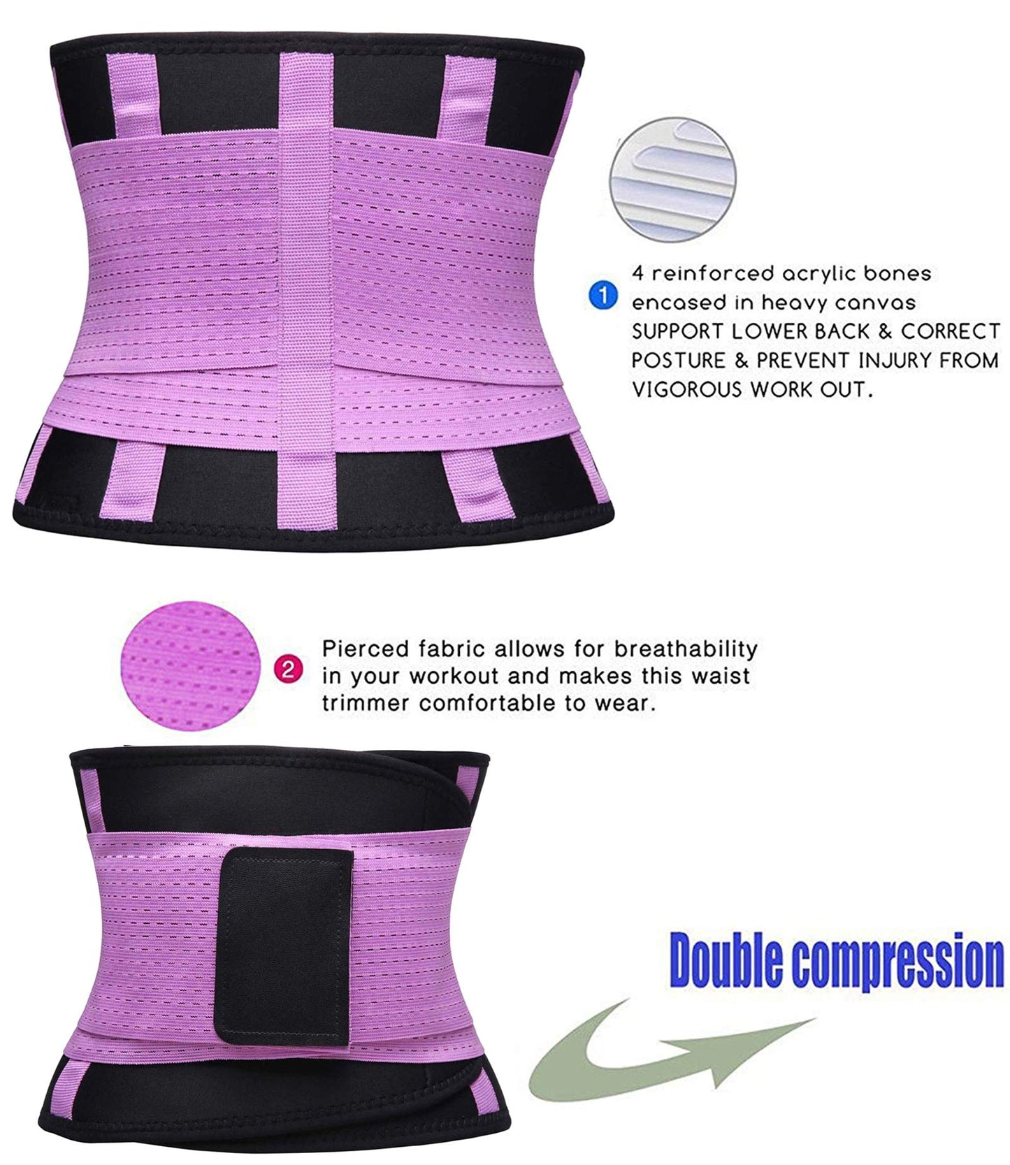 VENUZOR Waist Trainer Belt for Women - Waist Cincher Trimmer - Slimming Body Shaper Belt - Sport Girdle Belt (UP Graded)(Purple,Medium)