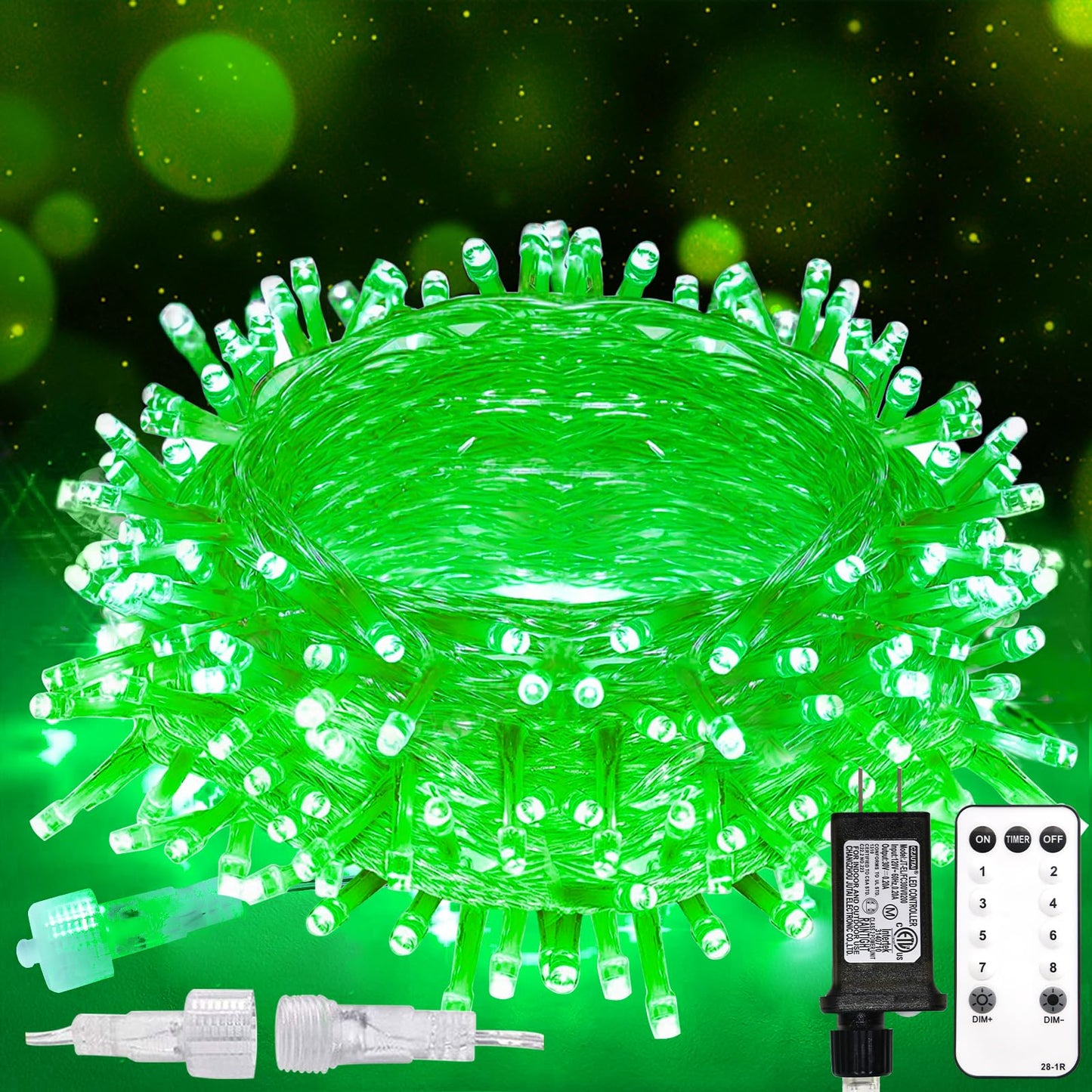 suddus Connectable Outdoor String Lights - 100 LED, 33ft, Waterproof, Dimmable, Green, Fairy Lights for Christmas, Halloween, Garden Decor