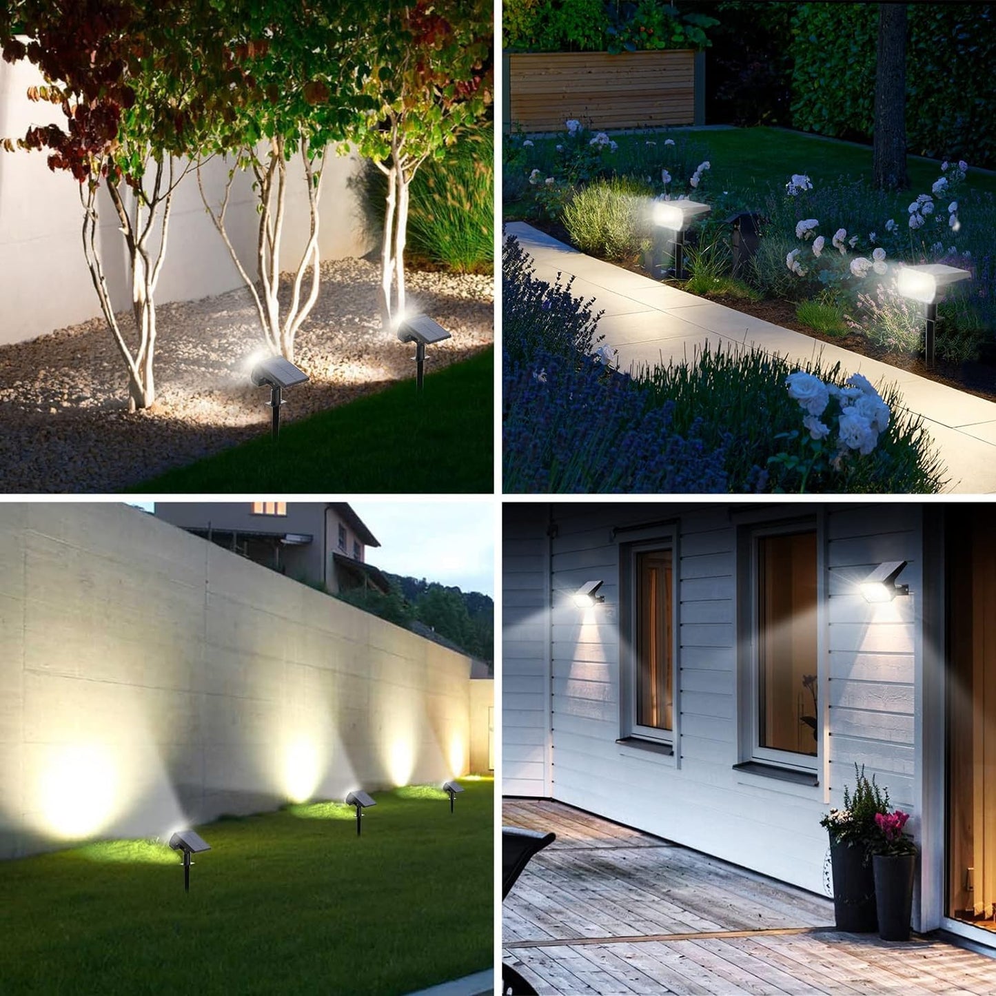Solar Spot Lights Outdoor Waterproof IP65, [6 Pack/52 LED] 2-in-1 Solar Landscaping Spotlights, 3 Lighting Modes Solar Powered Garden Flood Light for Patio Pathway Driveway Yard Pool (Cool White)