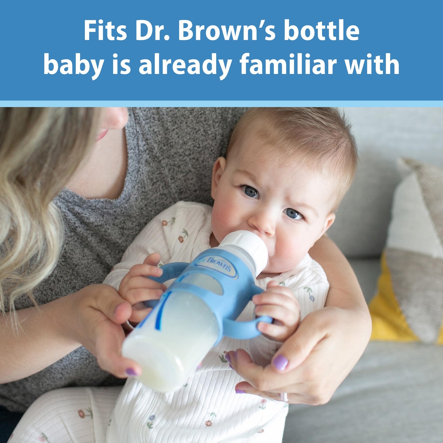 Dr. Brown's Milestones Narrow Sippy Spout Bottle with 100% Silicone Handles, Easy-Grip Handles with Soft Sippy Spout, 8oz/250mL, Light-Pink & Ecru, 2-Pack, 6m+