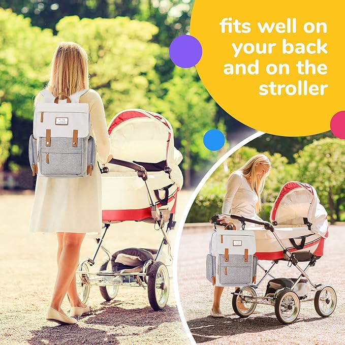 Frank Mully Diaper Bag Backpack Large Multifunction Travel Baby Bag for Mom Dad Cream White
