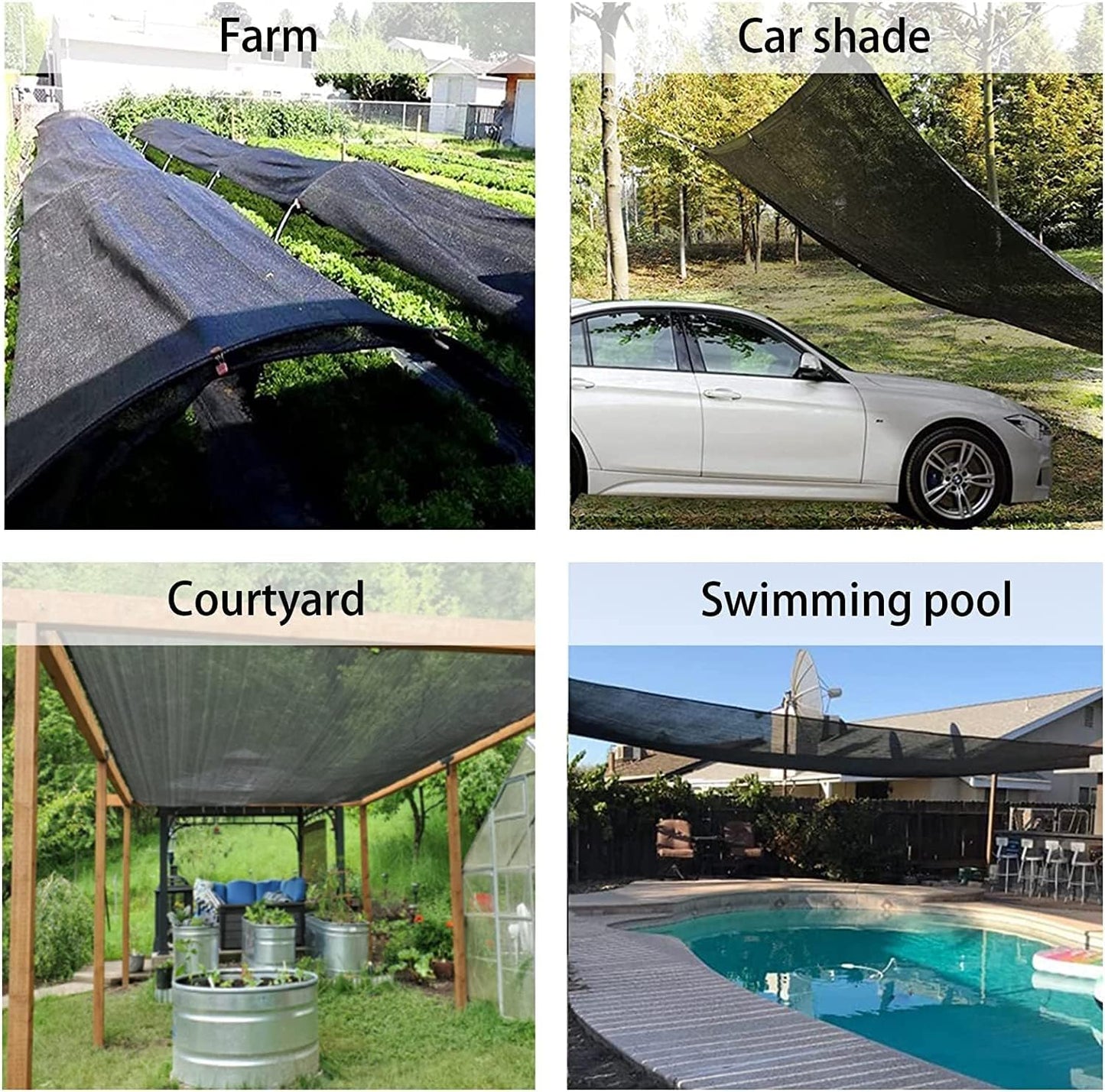 LOVE STORY 6.5x6.5FT 70% Black Shade Cloth Sun Shade Net with Grommets Sunblock Net Mesh Tarp for Garden,Plants Cover,Greenhouse and Patio