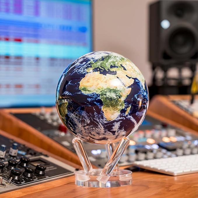 MOVA Globe Earth with Clouds – 8.5” Self-Rotating Globe Powered by Light | Silent Motion, No Batteries or Wires | Unique Desk Decor or Gift for Space Lovers