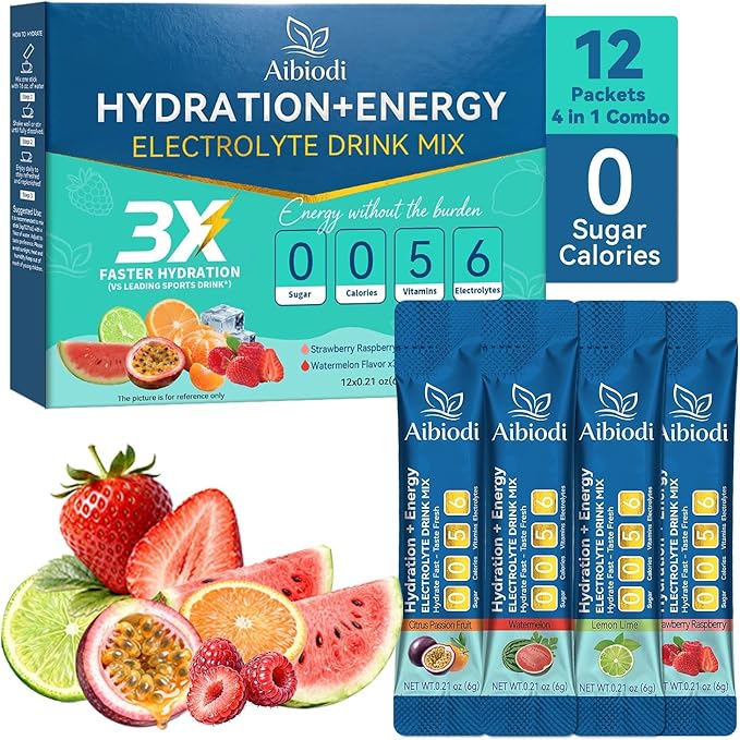 Aibiodi Electrolytes Powder Packets - Sugar Free & Zero Calorie Liquid Daily IV Drink Mix - Instant Hydration & Energy Sup...