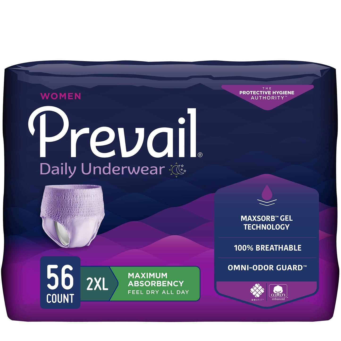 Prevail Proven | 2X-Large Pull-Up | Women's Incontinence Protective Underwear | Maximum Absorbency | 56 Count (package may vary)