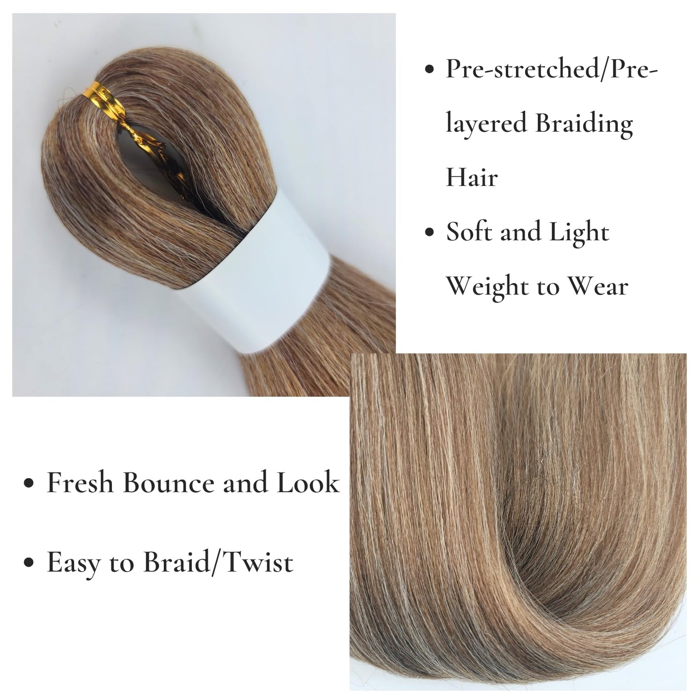 Dark Ash Blonde Braiding Hair Pre Stretched for Boho Braids Mixed Synthetic Deep Wave Boho Braids Hair for Braiding