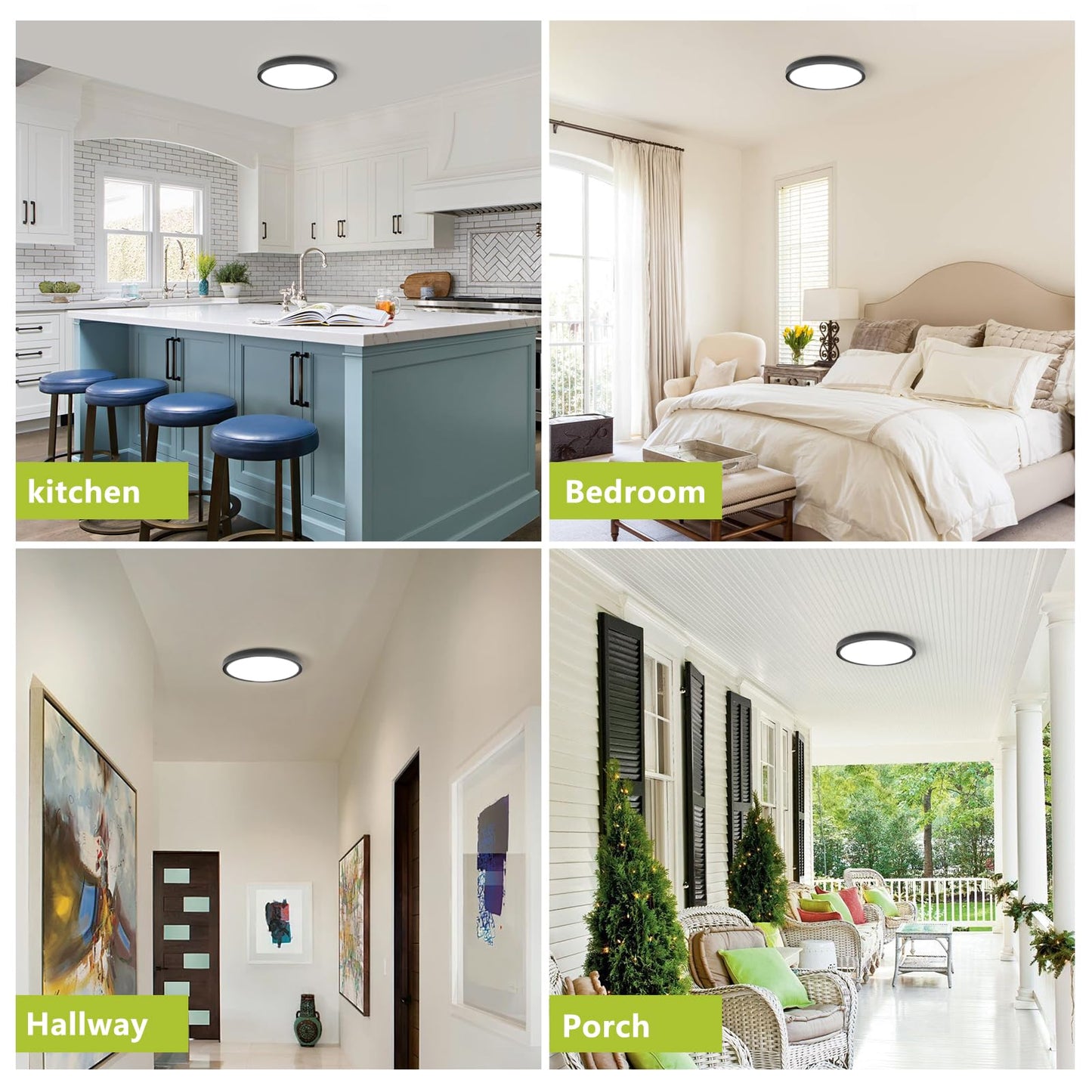 YELIOLED 20 Inch LED Flush Mount Ceiling Light, 42W 4200LM Dimmable, Color Temp 2700K-6500K, Remote Control, Black