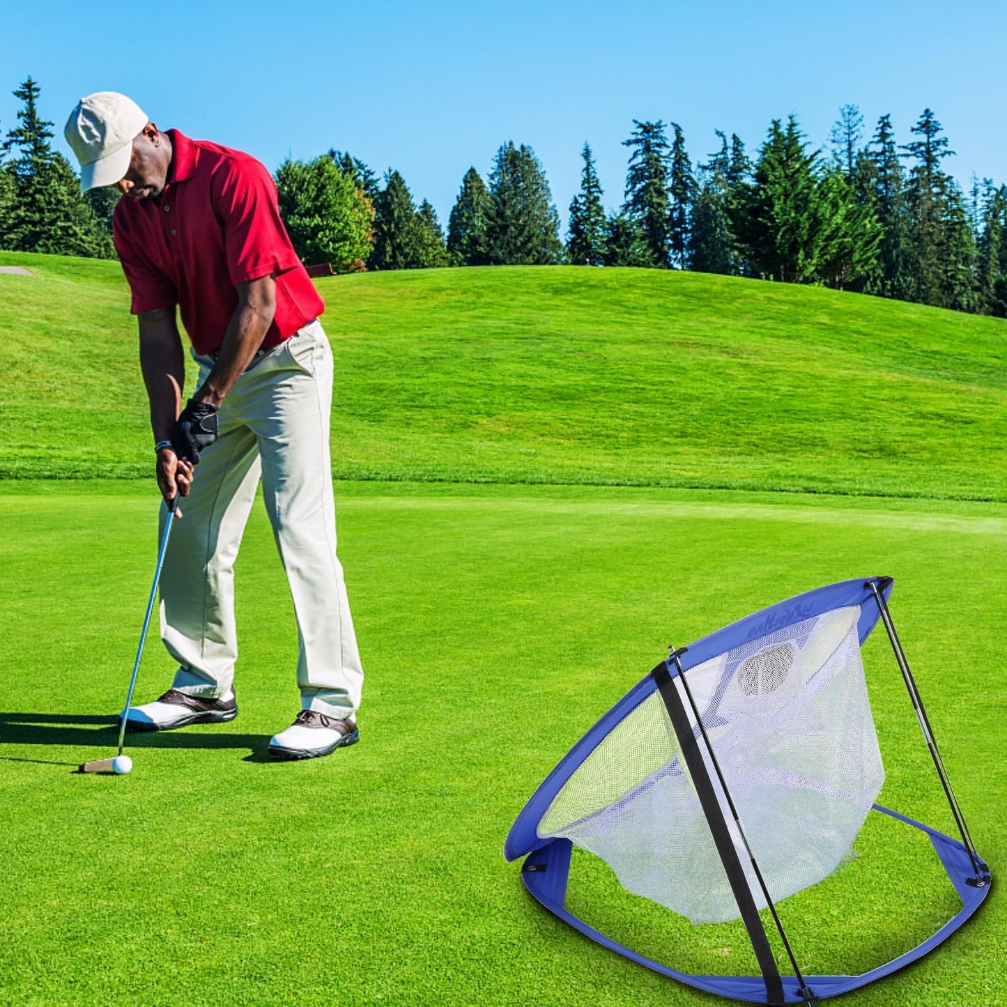Golf Chipping Net Pop Up - Backyard/Indoor Practice Net with Hitting Mat, Ideal for Short Game & Accuracy Practice