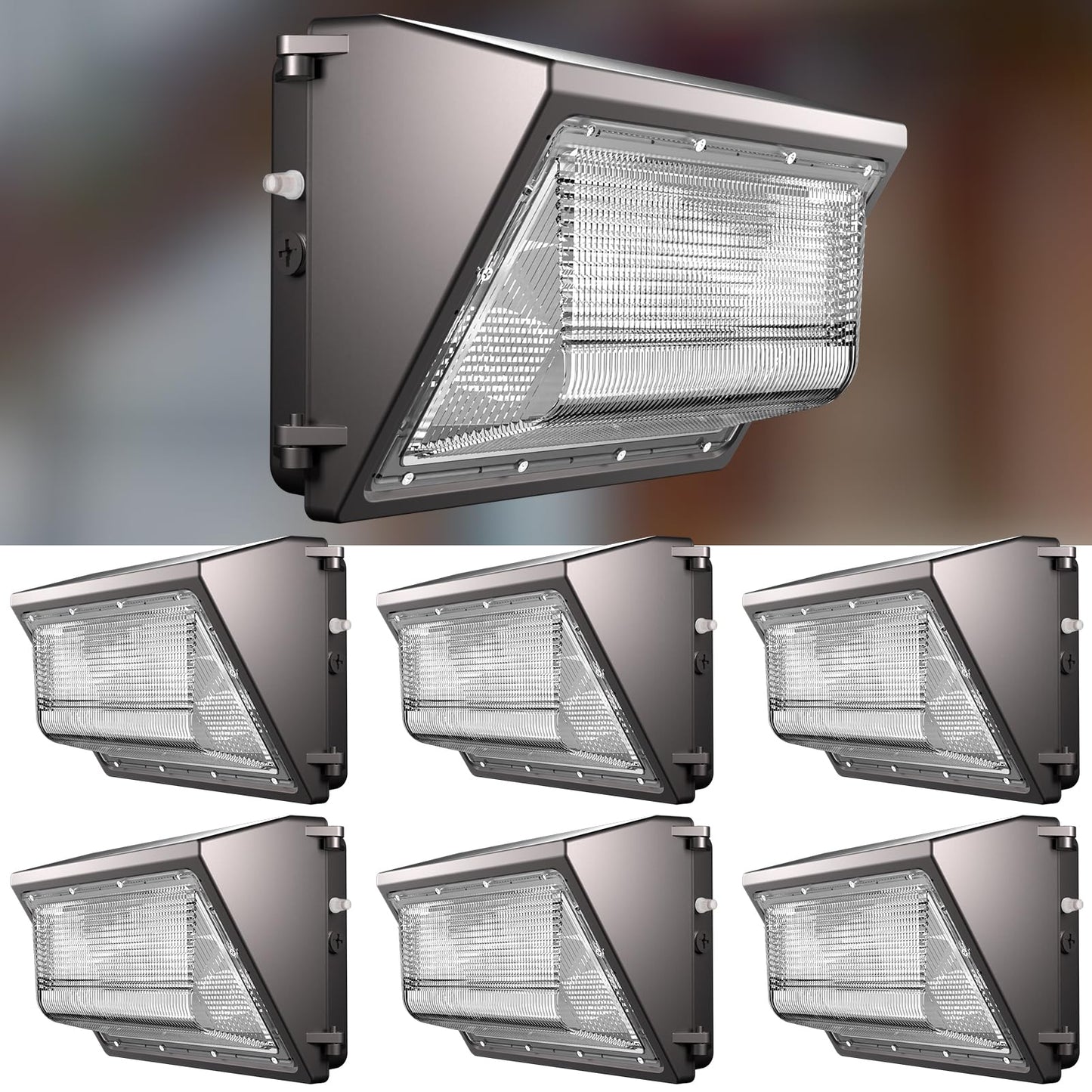 Lightdot 6Pack 100W LED Wall Pack Lights, 100-277v Dusk to Dawn Photocell, 15000Lm(150Lm/W) 5000K IP65 Wall Mount Outdoor Exteri