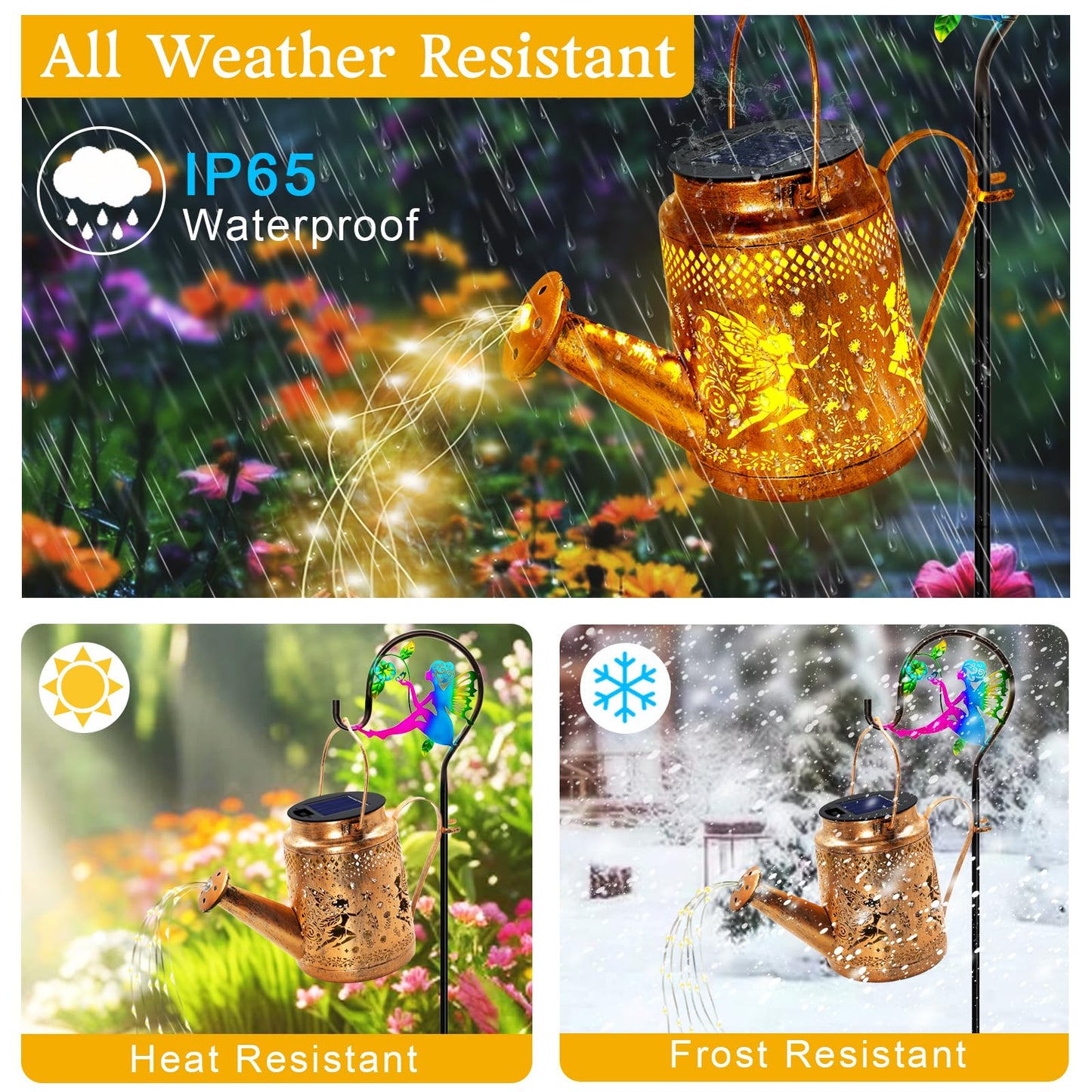Fariy Solar Lights Outdoor Waterproof  Solar Watering Can Lights With Shepherd Hook  Metal Angel Hanging Lantern Garden Decor Yard Outside Patio Lawn  Gifts For Mom Grandma Women Birthday