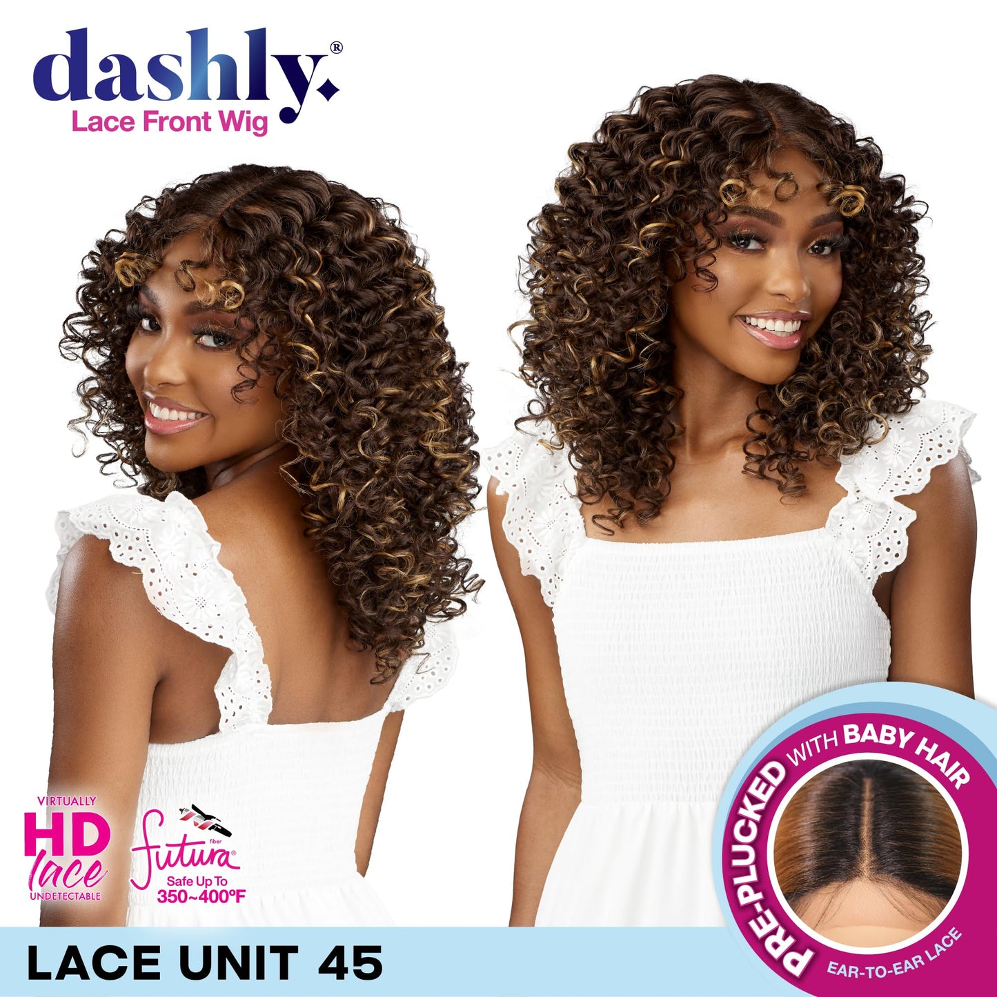 Sensationnel Dashly Lace Front Wig - Unit 45 Hand Tied Laceparting Ear to Ear Synthetic (1 JETBLACK)