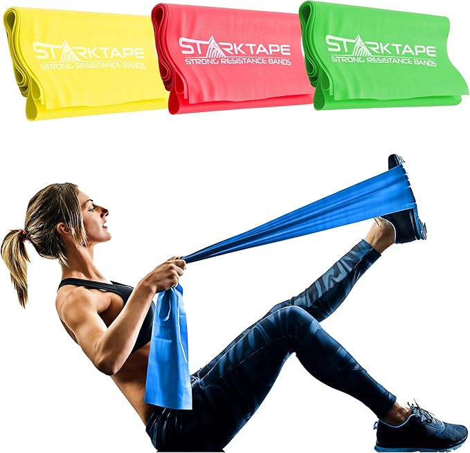 Starktape Resistance Bands Set. 3 or 5 Pack Non-Latex Physical Therapy, Professional Elastic Band. Perfect for Home Exerci...