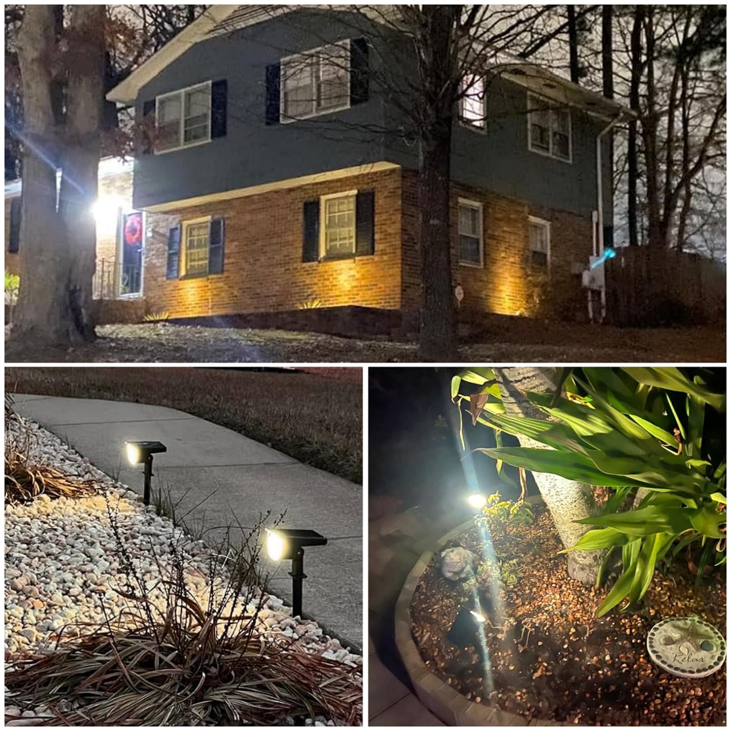 GKGG Solar Lights Outdoor Waterproof IP65, Solar Powered 76 LED 3 Lighting Modes Solar Spot Lights Outdoor for Yard Garden Landscape Pathway (Warm White, 4 Pack)
