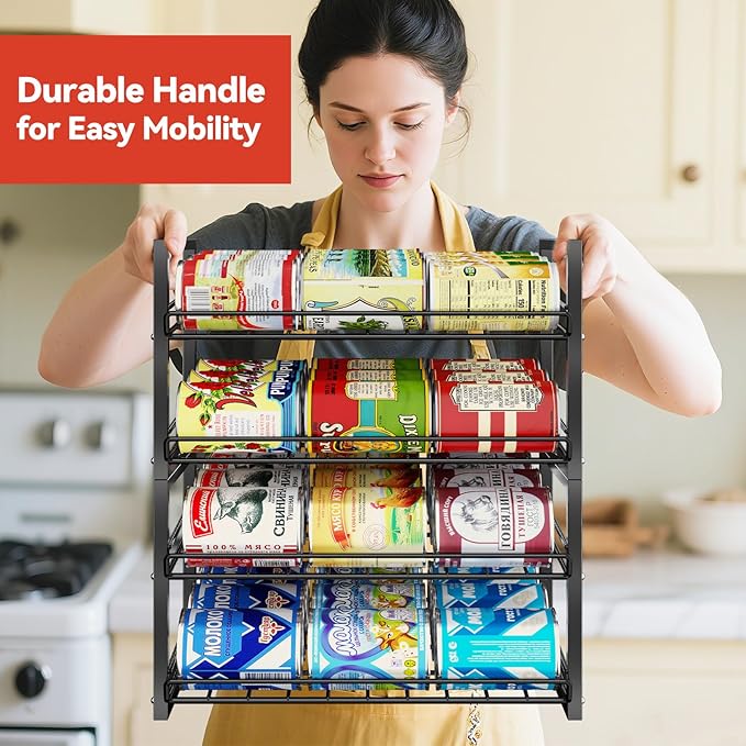 SUFAUY Stackable Can Rack Organizer for Pantry, 2 Tier Soda Canned Food Storage Holds Up to 60 Cans, Steel Square Frame, 2 Pack