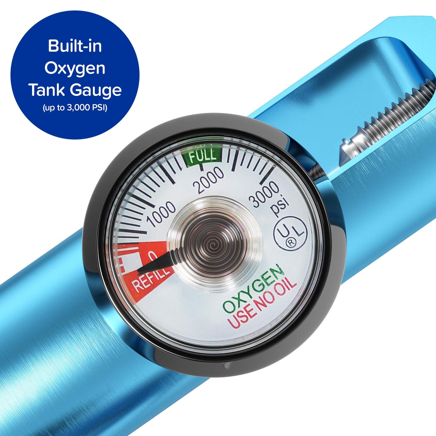 Nuvälsa Ozone Therapy Low Flow Oxygen Regulator – Easy to Use – Works with Ozone Generators – Compatible with Oxygen Cylinders up to 3,000 PSI – T-Handle Connection – CGA 870