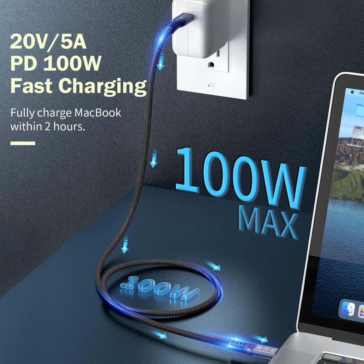 [40Gbps Data Sync] Compatible With Thunderbolt 4 Cable 10 Ft Support 100W Fast Charing And 8K/4K Display For Thunderbolt 3/Usb4