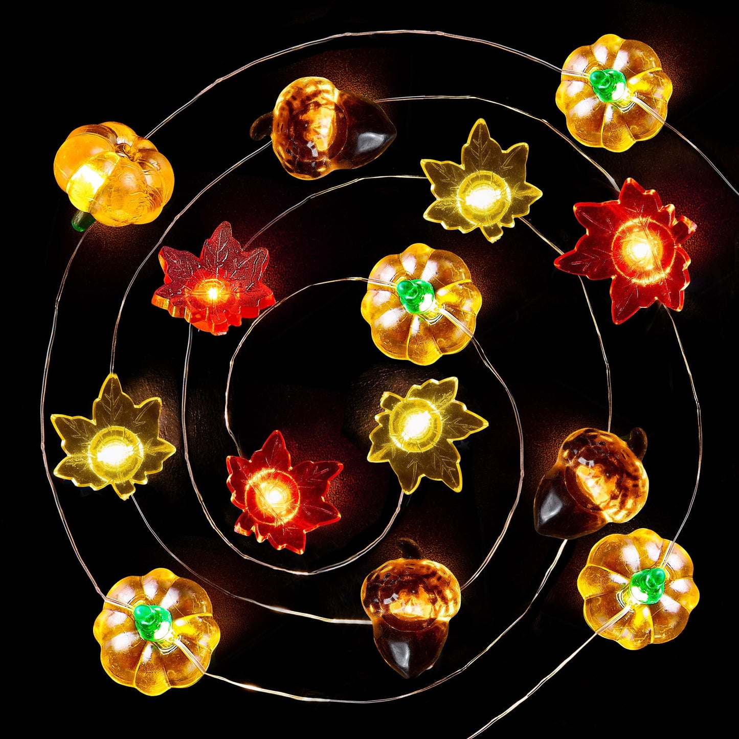 Blctec Thanksgiving Decorations 12.8Ft 40 Led String Lights With Acorn  3D Pumpkins & Maple Leaves  Battery Operated Fall Fairy Lights With Timer For Indoor Outdoor Thanksgiving Decor