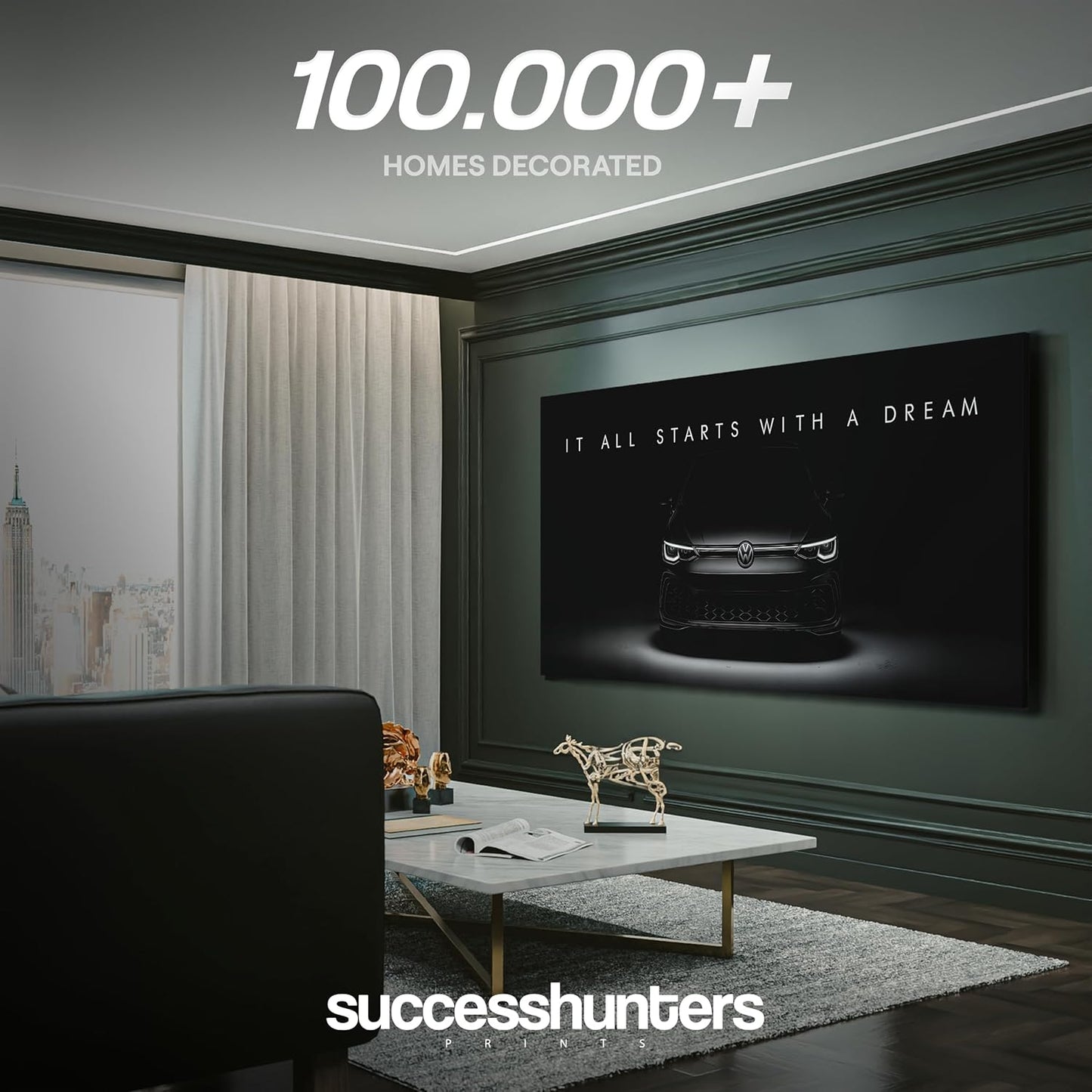 Motivational Wall Art for Office, Super Car Art Canvas, Inspirational Automotive Decor for Volkswagen Golf R Mk8 Sportscar Lovers, Motivational Wall Decor for Home, Car Poster (30" x 60" in)