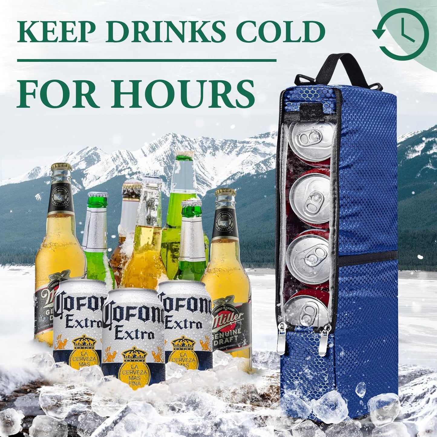 Golf Cooler Bag - Golf Accessories Gifts for Men Women Holds 6 Beer Cans or 2 Wine Bottles, Fits in Golf Bags Insulated Beer Cooler for Golfing, Beach Days, Picnic