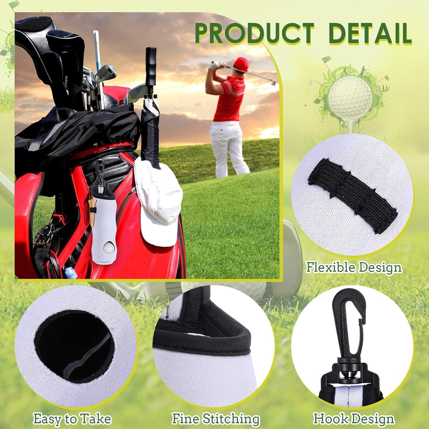 WILLBOND 12 Pcs Golf Ball Tee Holder Neoprene Pouch Golf Ball Carry Bag Multicolor Portable Accessories for Man Woman