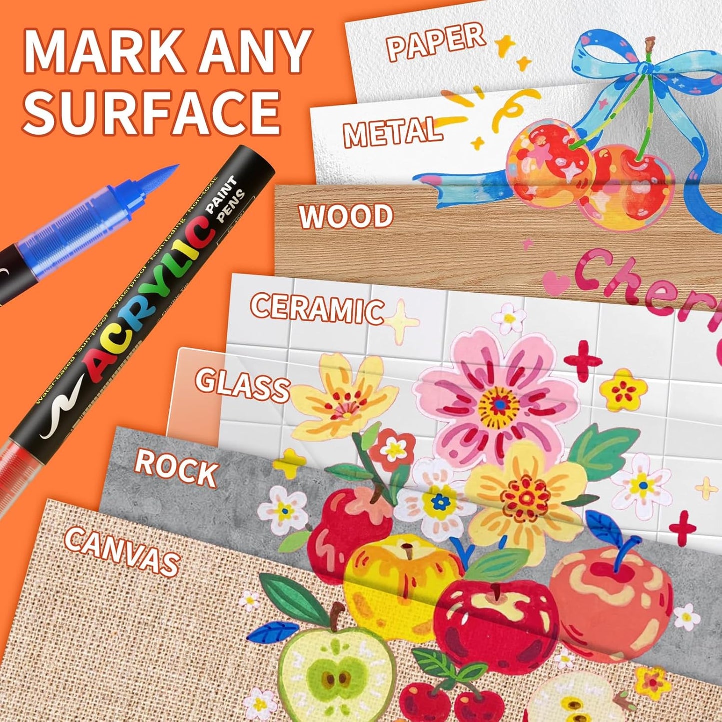 168 Colors Acrylic Paint Markers, Soft Brush Tip Acrylic Markers Set, Paint Pens for Wood, Fabric, Canvas, Glass, Stone, Canvas, Rock Painting and DIY Crafts Art Supplies