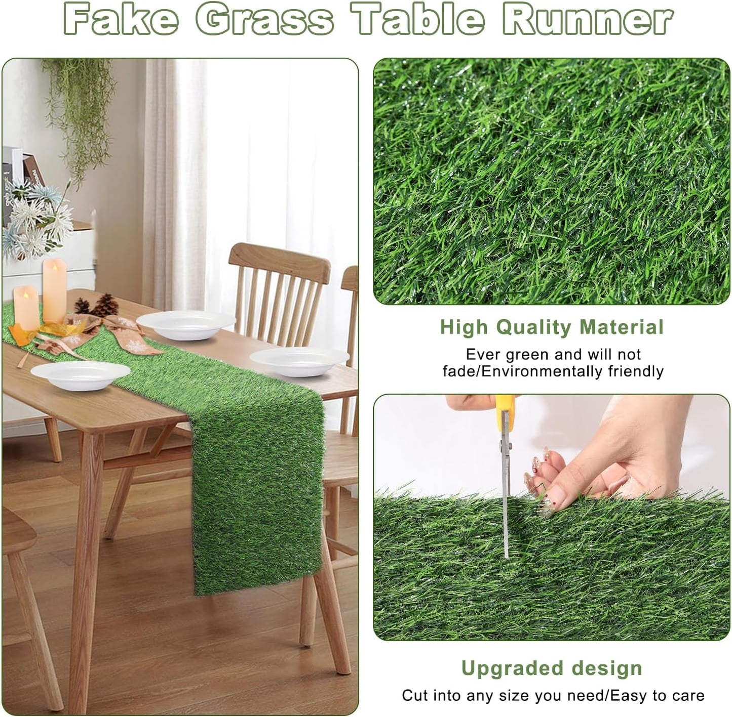Artificial Grass Table Runners-13 x 60 Inches Faux Grass Table Runner for Golf Themed Party,Synthetic Turf Table Runner for Wedding Party, Birthday, Banquet, Baby Shower, Home Decor